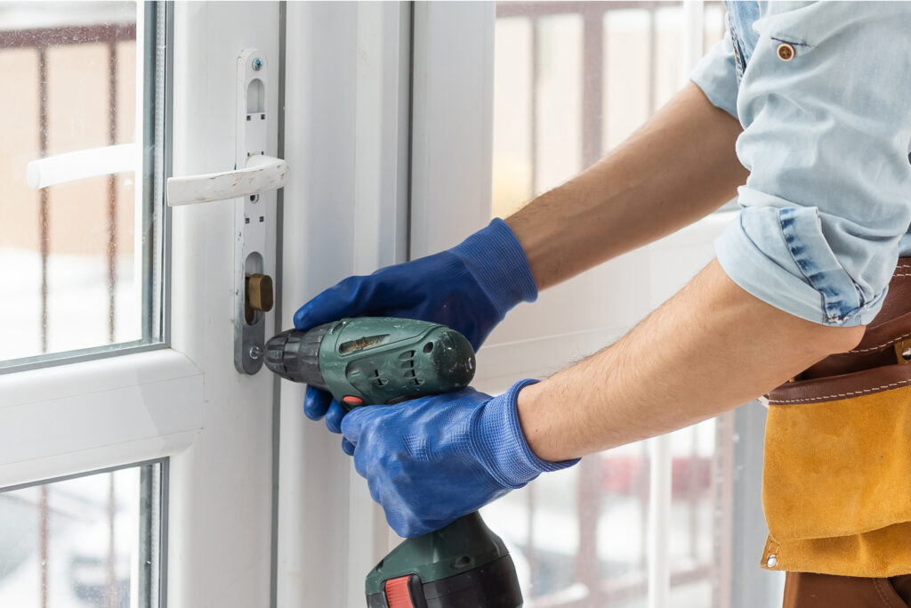handyman repair the door in the room